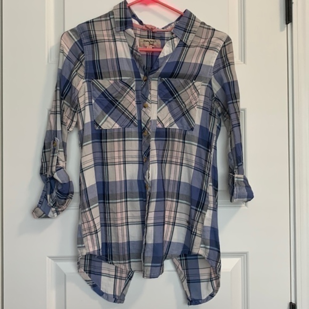 Triple five soul plaid top XS